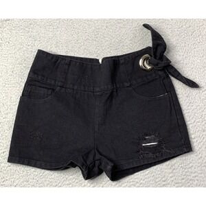 New POL  Shorts Womens Size Small Black Distressed Zipper In Back Side Loop NWOT